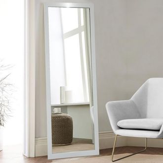 Dmora Espejo Carimate, Forma Rectangular, Tipo De Pie, Estructura Transparente, 40x105h Cm Blanco