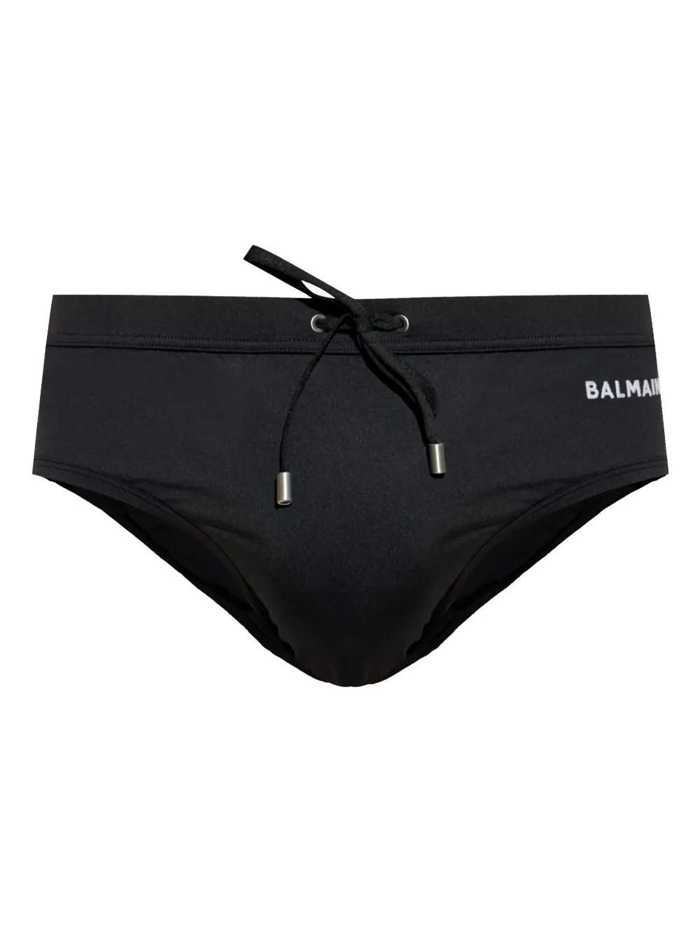 Balmain☆VIP価格 ロゴ スイムショーツ 送関込【BALMAINE】ロゴ グラフィティ スイムショーツ ブラック