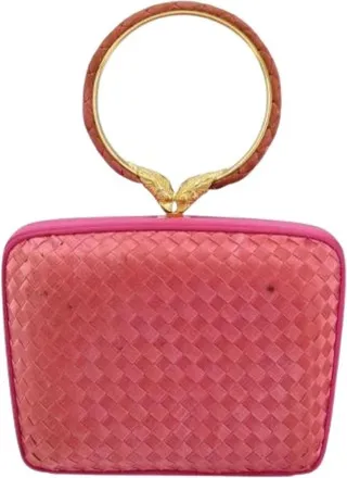 Bottega Veneta Pre-owned Satin Clutch - Dames - Vintage Clutch - Roze - ONE Size - Satijn - Vintage