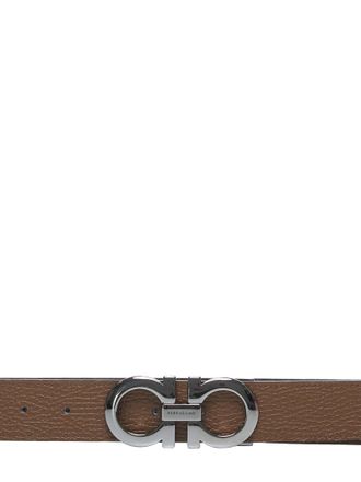 Ferragamo Mens Leather Belt Gancini Brown Calf