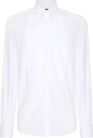 Dolce & Gabbana Gold-fit cotton tuxedo shirt - men - Cotton - 40 - White