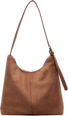 Generic Versatile Crossbody Bags Women Fashion Suede Large Capacity Shoulder Bag Trendy Tote Textured Casual Storage(Brown)