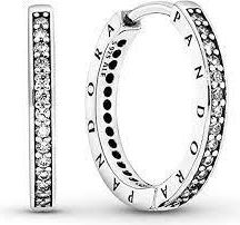 Pandora Sparkle Logo Hoop Earrings