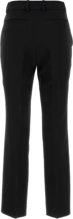 Gucci Womens Silk-Wool Cady Trousers Black Woolmother Pearl