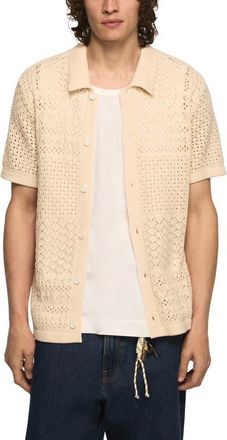 Lucky Brand Granny Open Stitch Button-Up Shirt in Whitecap Gray at Nordstrom, Size Xx-Large