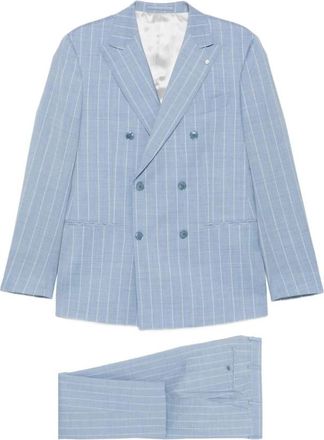 Luigi Bianchi Mantova Double-breasted Suit - Heren - Business pakken - Blauw - M - Kostuums