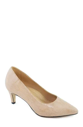 Marc Joseph New York Cortland St Leather Pump in Nude Snake at Nordstrom, Size 10.5