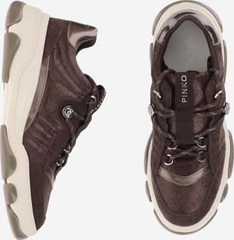 Pinko Womens Leather Sneakers Athena Brown Dark Upper: Cow Trainers