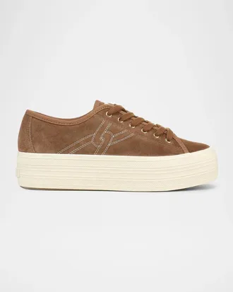 Veronica Beard Truett Platform Suede Sneakers