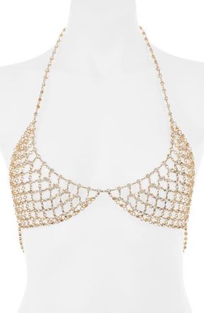 Bluebella Marli Embellished Chain Bralette in Gold/Clear at Nordstrom, Size X-Small