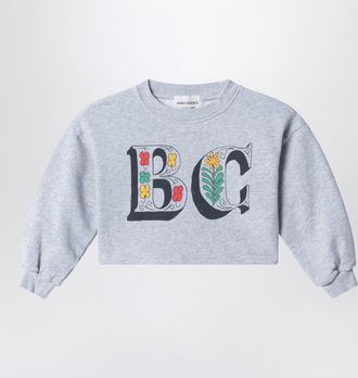 Bobo Choses Spring Letters grey m&eacute;lange cropped sweatshirt