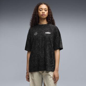 Puma T-shirt da donna oversize con stampa grafica e effetto slavato FUTURE.PUMA.ARCHIVE, Abbigliamento, Nero, XL