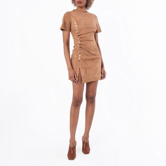 Paco Rabanne Paco Rabanne Suede Draped Short Dress, Brand Size 36 (US Size 4)