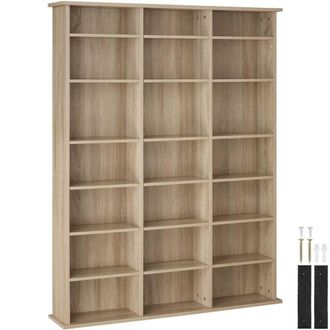 TecTake Shelves Stevie - 21 Compartments, Height-Adjustable, Removable Shelves in Light Oak