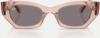 Ray-Ban Zena occhiali da sole asimmetrici con lenti marroni in rosa trasparente