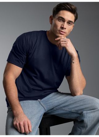 Trigema T-Shirt TRIGEMA TRIGEMA T-Shirt aus 100% Baumwolle, Herren, Gr. XXL, blau (navy), Single Jersey, 100% Baumwolle, Basic, lang, Rundhals, Shirts T-Shirt