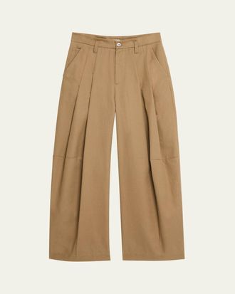 Brunello Cucinelli Barrel Pleated Cotton Twill Pants