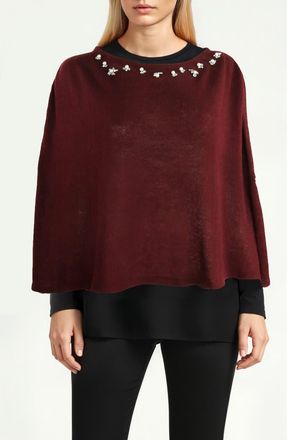 Portolano Crystal Embellished Poncho in Bordeaux at Nordstrom Rack