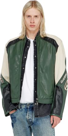 Diesel Biker jacket in colour-block perforated leather - Leather jackets - Man - Multicolor