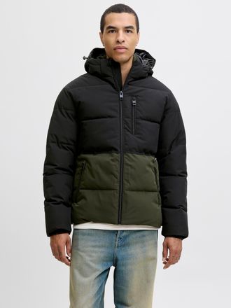 Jack & Jones Steppjacke JACK & JONES JJEOWEN PUFFER SN, Herren, Gr. XS, schwarz (rosin detail:schwarz blocking), Web, Obermaterial: 100% Polyester, colorblocking, 
