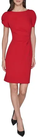 Karl Lagerfeld Short Sleeve Crepe Sheath Dress in Admiral Red at Nordstrom, Size 14