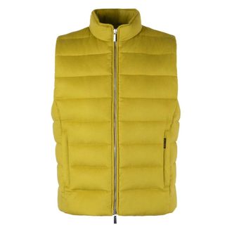 Moorer Waistcoats, male, Yellow, M, Goose Down Cashmere Zip Vest