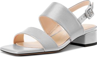 Castamere Womens Chunky Block Low Heel Peep Open Square Toe Buckle Sandals Dress Casual Party Shoes 3.5 CM Heels Grey 6.5 UK