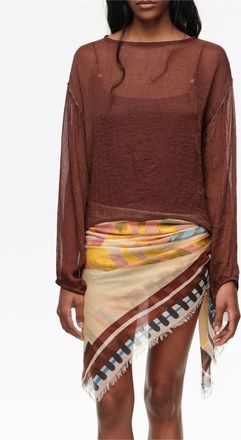 Bimba & Lola Boxy Sweater With Metallic Beads in Brown at Nordstrom, Size X-Small