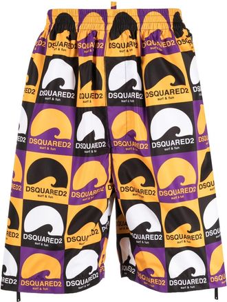 Dsquared2 logo-print deck shorts - men - Polyester/Polyamide - 46 - Black