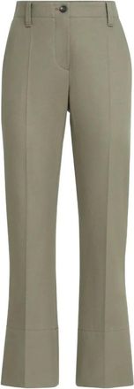 Brunello Cucinelli Kickflare Cigarette Broek - Dames - Wijde Broeken - Groen - XS - Katoen - Broeken