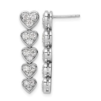 Diamond2Deal 14k Gold 1 ct Lab Grown Diamond Heart Dangle Earrings VS Clarity, D-E Color