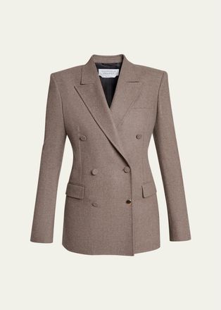 Gabriela Hearst Gavin Wool-Cashmere Flannel Double-Breasted Blazer Jacket