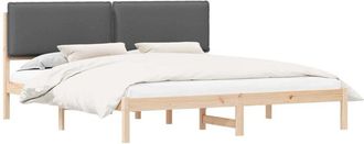 vidaXL Bed Frame with Upholstered Headboard Dark Grey 200 x 200 cm vidaXL
