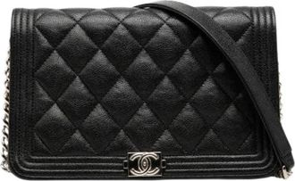 Chanel Pre-owned Wallet on Chain - Dames - Vintage Schoudertas - Zwart - ONE Size - Leer - Vintage