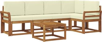 vidaXL Conjunto De Sof&aacute;s De Exterior 6 Uds. Natural Y Crema Vidaxl