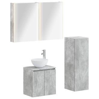 vidaXL Juego De Muebles De Ba&ntilde;o 4 Pcs Gris Hormig&oacute;n Vidaxl