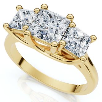 Pompeii3 1 1/2Ct Princess Cut Diamond May Engagement 3-Stone Ring 14k Gold Lab Grown