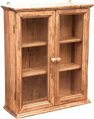 Biscottini International Vitrina De Estilo Country De Colgar De Madera Maciza De Tilo Acabado Con Efecto Natural
