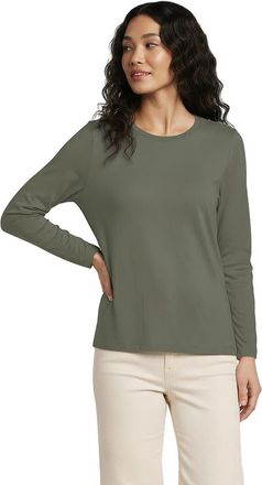 Lands End Relaxed Supima Cotton Long Sleeve Crew Neck T-Shirt in Sage at Nordstrom, Size Medium