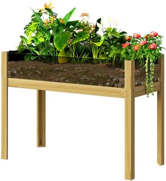 OUTSUNNY Fioriera da Esterno 118L con 2 Fori di Drenaggio in Legno 110x50x80 cm