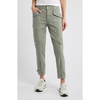 Wit & Wisdom AbSolution High Waist Ankle Tapered Twill Cargo Pants in Deep Seagrass at Nordstrom, Size 6