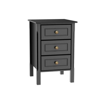 OEM Yaheetech Mesita De Noche Con 3 Caj&oacute;n Mesilla Blanca Auxiliar Armario Madera 40x40x60cm Negro