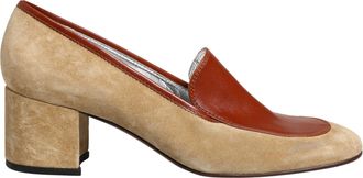 Dolce & Gabbana Beige Leather Suede Block Heel Loafers Womens Shoes (Pre-Owned)