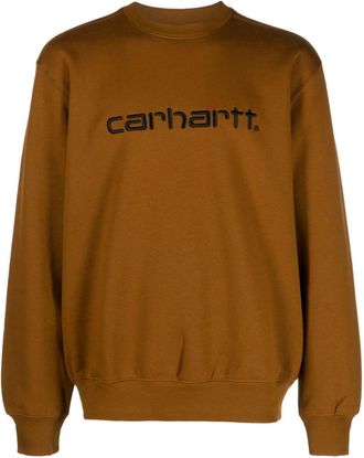 Carhartt Work in Progress logo-embroidered jersey sweatshirt - men - Polyester/Cotton - M - Brown