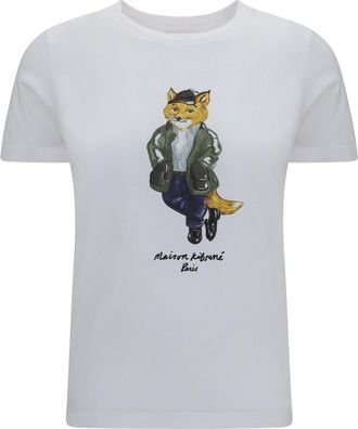 Maison Kitsun&eacute; Womens Cotton Logo T-Shirt White T-Shirts & Jerseys