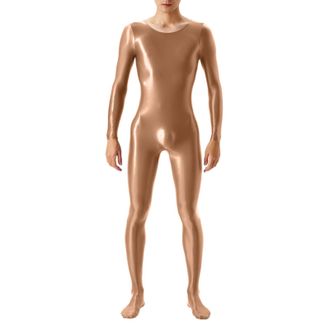 Generic Mens Shiny Patent Leather Catsuit Full Body Men Design Sexy Latex Tight Zip Jumpsuit Rubber Clothing with Crotch Strap Zip Patent Leather Long Sleeve 