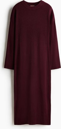 H&M Geripptes Strickkleid - Red