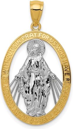 Diamond2Deal 14k Yellow Gold Rhodium Polished Miraculous Medal Pendant