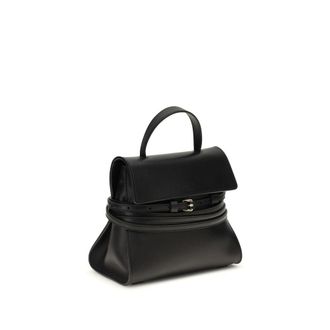 Moschino Womens Tie Me Top Handle Bag Black Calf Leather Bos