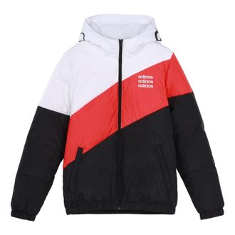 adidas neo Contrast Color Stitching Sports Stay Warm White hooded down Jacket Colorblock H45268